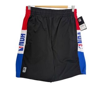 NBA Basketball Shorts Mens Medium Black Red White Blue Logo Athletic Gym Workout
